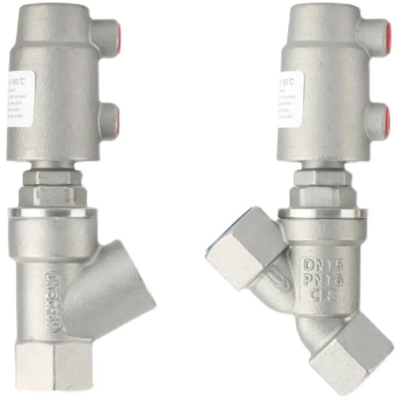 Vertical / Horizontal DN10 DN15 Pneumatic Y Shape Filling Machine Angle Seat Valve 304 Stainless Steel