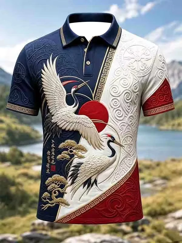 2027 Summer Men's New Style Polo Shirt - Japanese Samurai Series 3D Printed Sports Breathable Quick-Drying Top Family Version