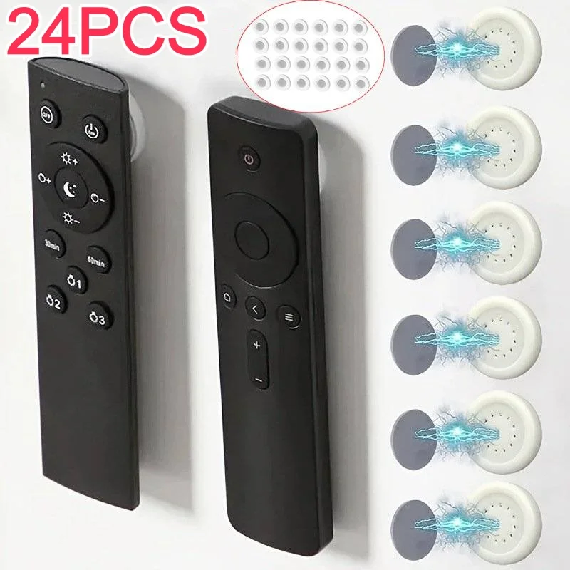 24/4PCS Strong Magnetic Hook Magnet Remote Control Hook Home Organizer Magnetic Wall Hanging Keychain Anti-lost Storage Ring