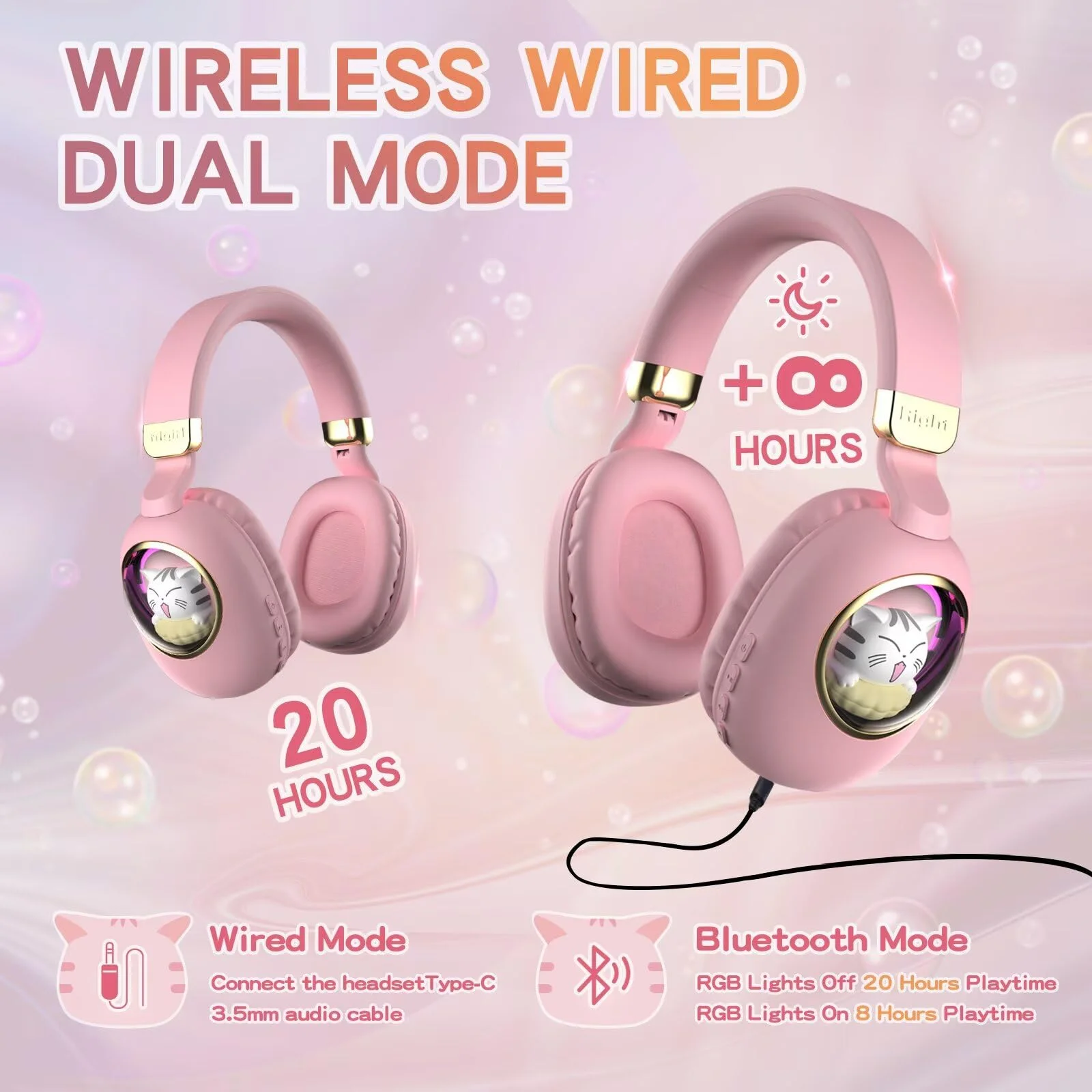 

Creative Cute Cartoon Pet Space Capsule Wireless Bluetooth Earphones Foldable Noise Reduction Gaming Earsets For Kids Girl Gifts