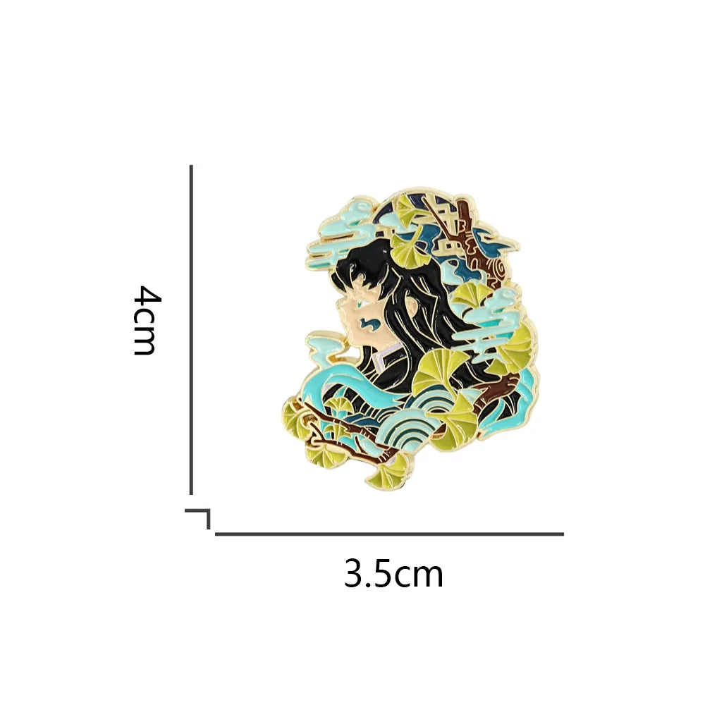 Anime Demon Slayer Kimetsu Geen Yaiba Tokitou Muichirou Cosplay Kostuum Badge Pin Accessoires Rugzak Hanger Metalen Prop Broche