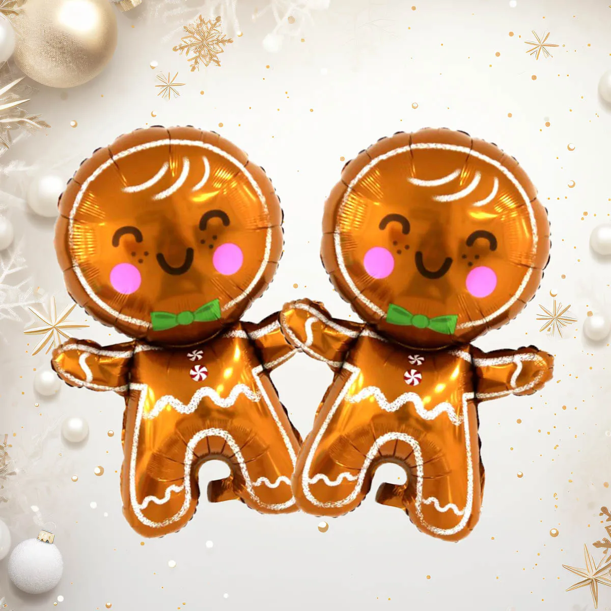 2 Stück Weihnachts-Lebkuchenmann-Folienballons, Weihnachtsdekorationen für Zuhause, Weihnachtsfeier-Dekoration