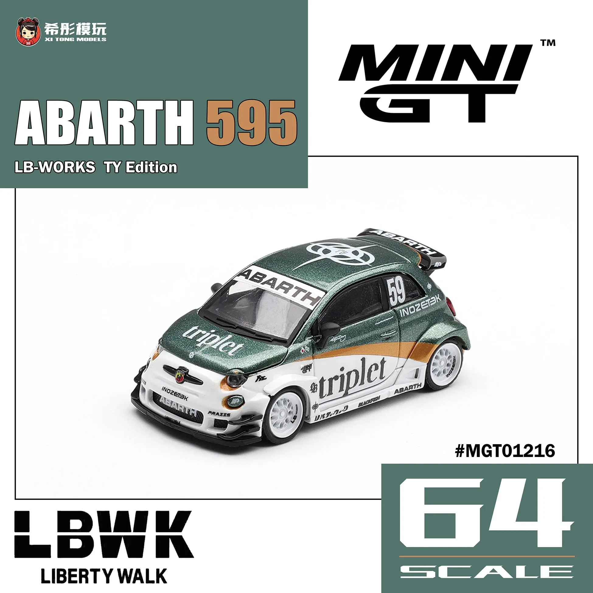 MINIGT 1:64 Abarth 595 LB-WORKS TY Edition TY Sonderedition Legierungsautomodell – Detail 1