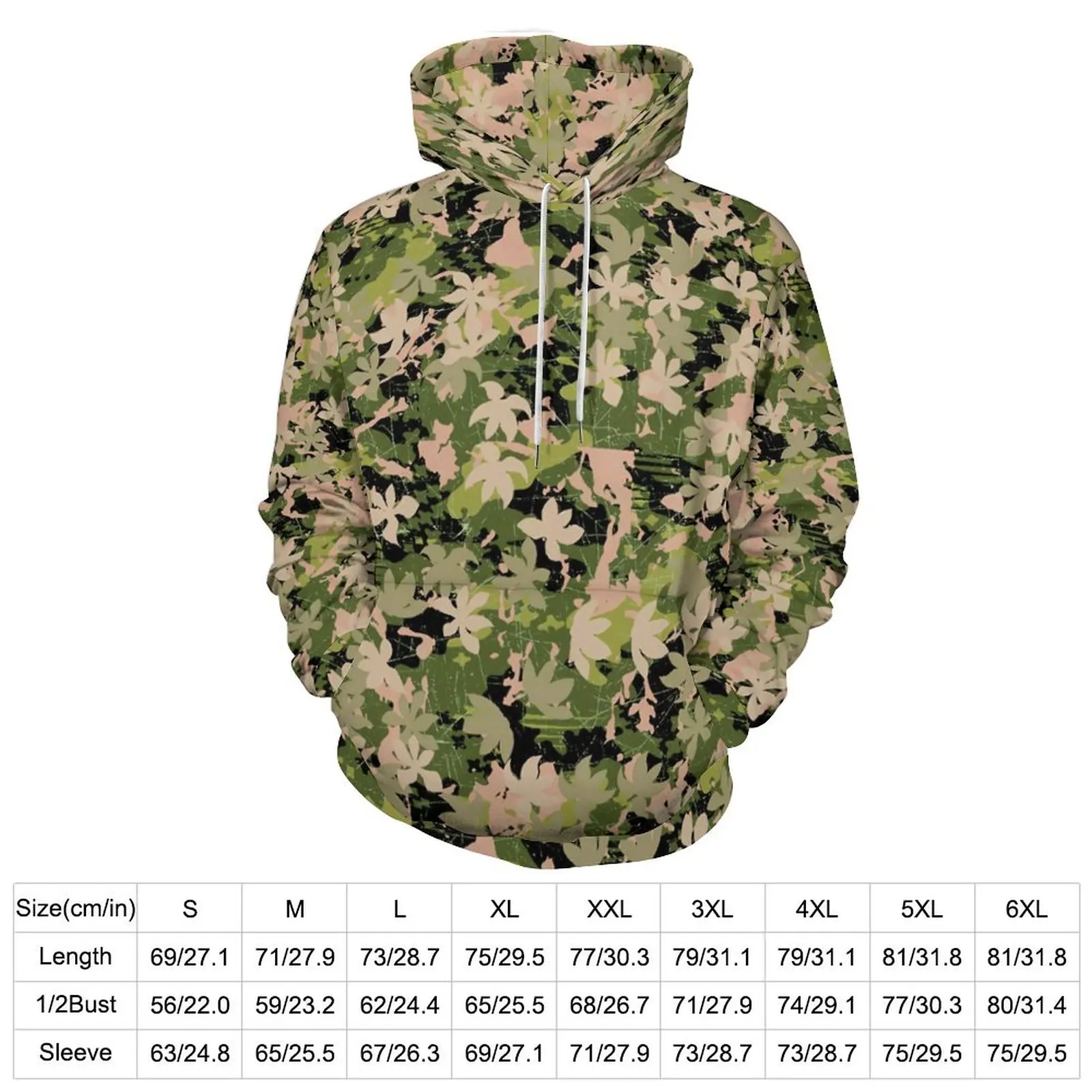 Abstract Camo Casual Hoodies Long Sleeve Camouflage Print Y2k Pullover Hoodie Autumn Streetwear Custom Oversized Clothing