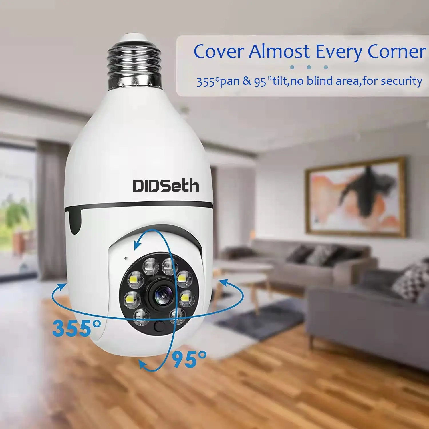 DIDSeth 2MP Light Bulb Camera E27 Socket Auto Tracking Full Color Night Vision Waterproof Two-way Audio Wireless Security Monito