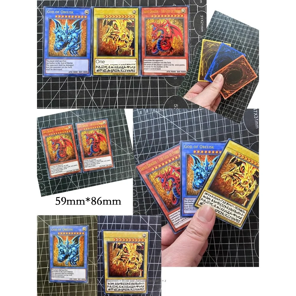 3pcs/set Yu Gi Oh Slifer The Sky Dragon Obelisk The Tormentor Refraction Flash Card Anime Classics Game Collection Cards Toy