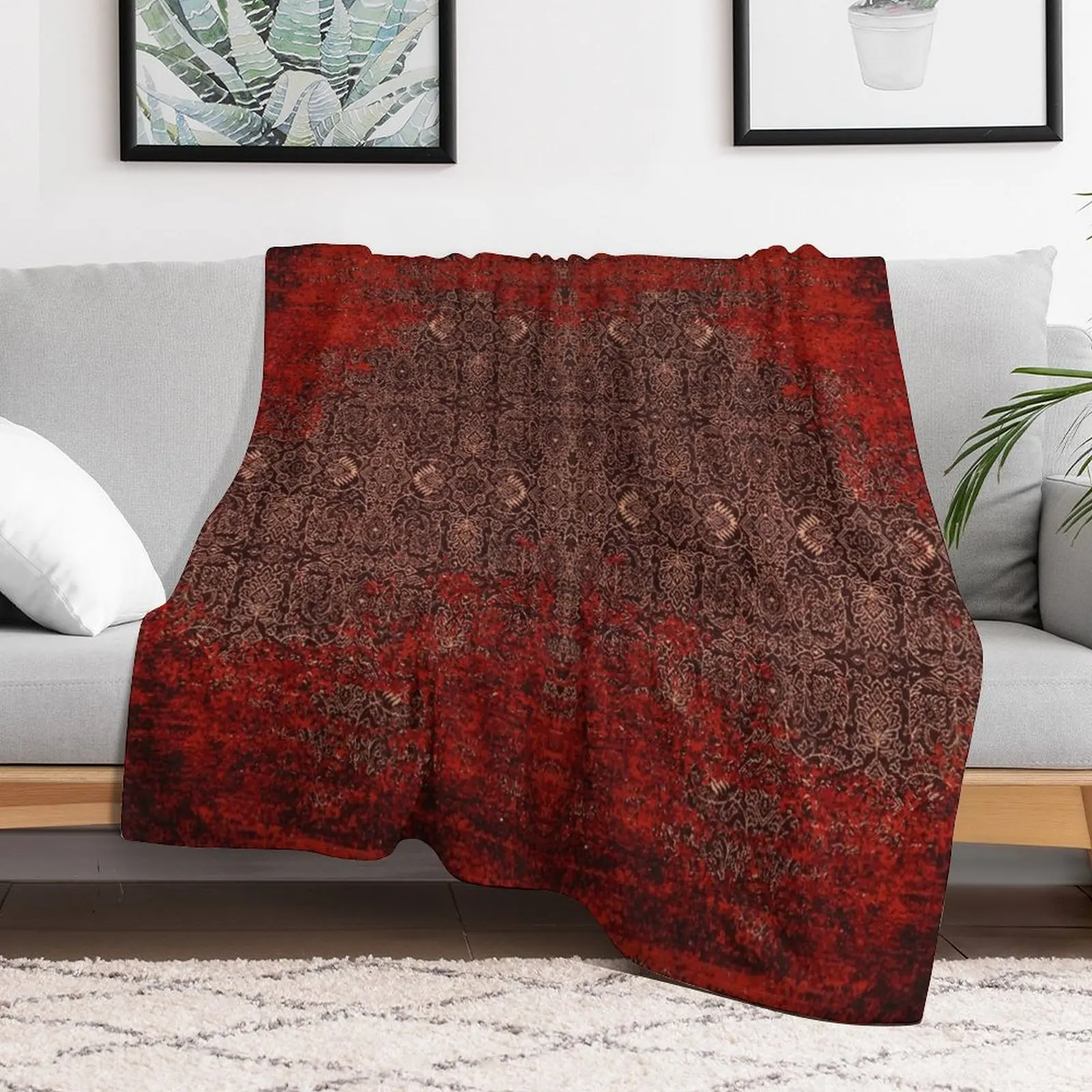 Red Vintage Oriental Traditional Moroccan Artwork Throw Blanket Polar cosplay anime Bed linens For Baby Blankets