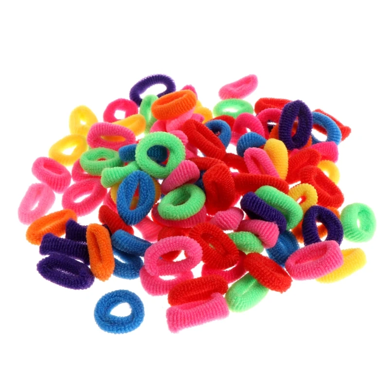 100PCS Colorful Small Elastic Hair Bands Children Ponytail Holder Kids Headband