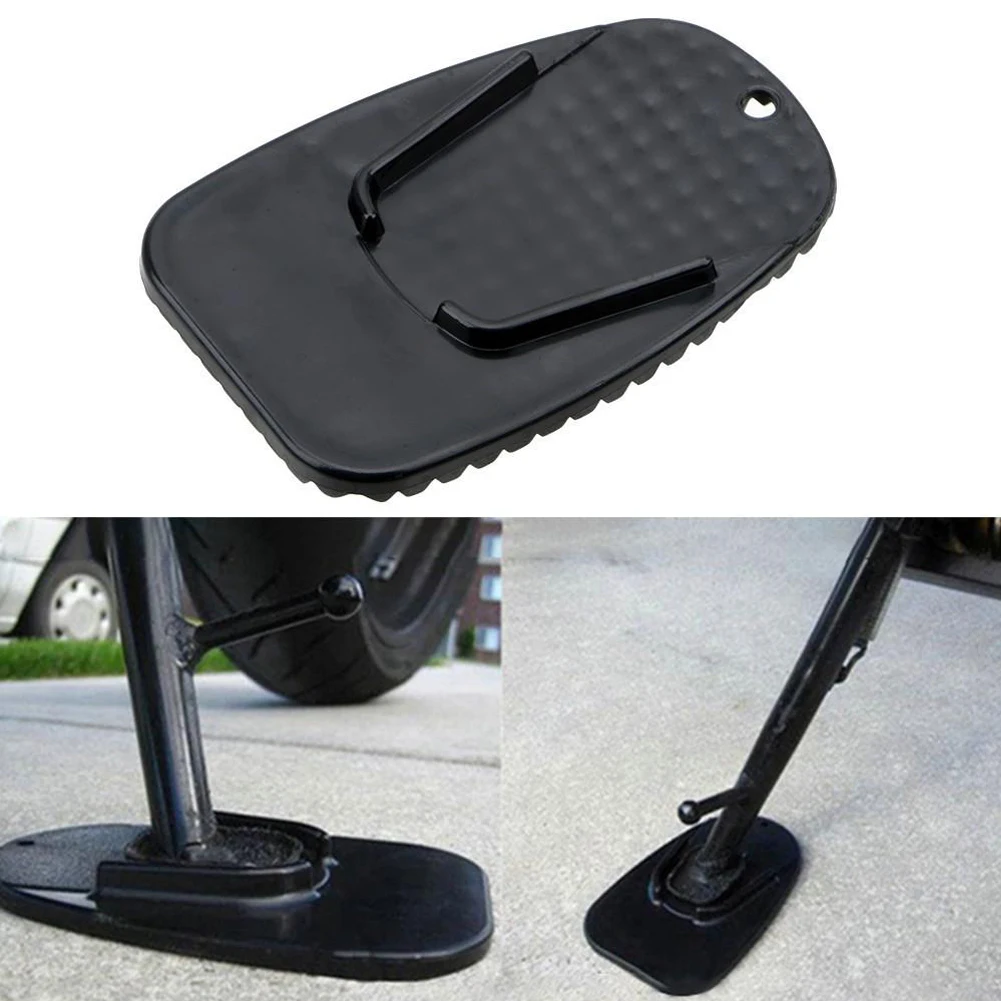 1pc Black Universal Motorcycle Plastic Side Stand Moto Bike Kickstand Non-slip Plate Side Extension Support Foot Pad Base