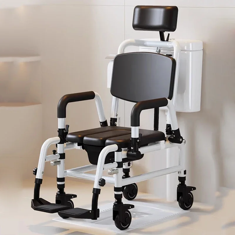 Customizable Telescopic Folding Bathroom Chair Disabled Metal Bedroom Designer Stool Elderly Wheels