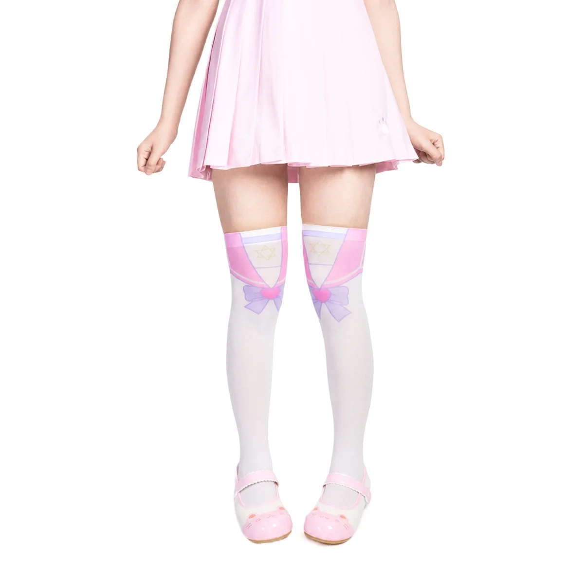 Eye Beauty Pink Sailor Suit Over-the-Knee Socks Japanese Cute Lolita Anime JK Subculture Cosplay Long Socks