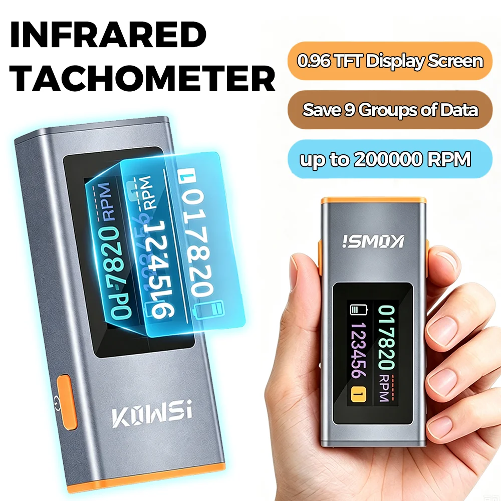 KWS-ZS2508 Digital Laser Tachometer 300~200000RPM Infrared Non-Contact RPM Meter Speed Meter for Motor Engine Speed Measurement