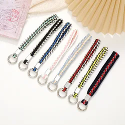 Color blocking woven strap pendant phone case with short hanging rope