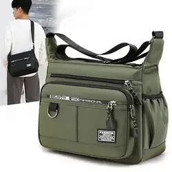 Large Capacity Men's Casual Fashion Single Shoulder Crossbody Luxury Messenger Bag Multi-layer Pocket Design Oxford