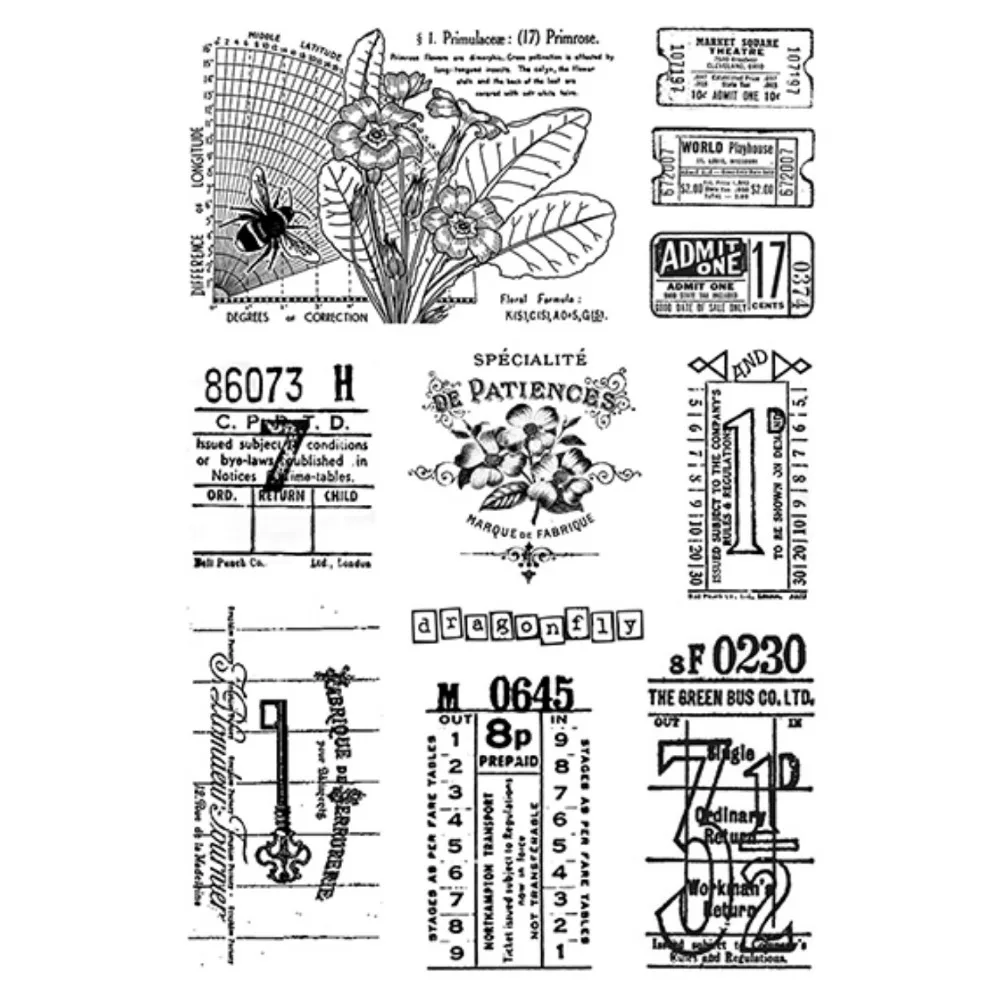 11*16cm Vintage Labeled Flowers Silicone Stamps Scrapbook Handbook Diy Greeting Card Handmade Diary Decoration Embossing Make