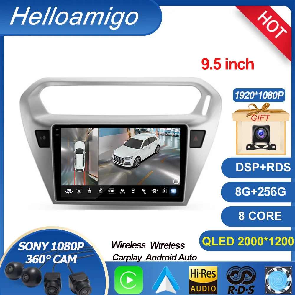 2K For Peugeot 301 For Citroen C-Elysee CElysee 2012 - 2016 Car Radio Multimedia Video Player Navigation stereo GPS Android 13 N