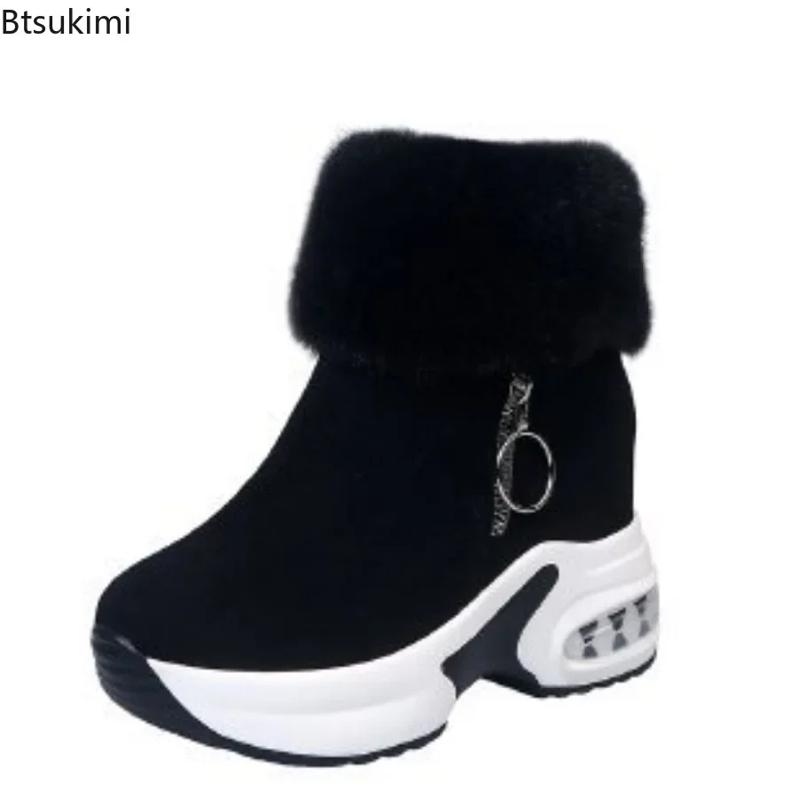 New2024 Damen lässige Schneeschuhe Winter halten warme Turnschuhe Plattform dicke Sohlen Frauen Mode Schuhe Damen Reiß verschluss Stiefeletten