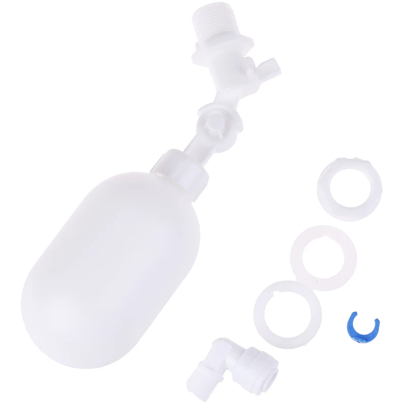 Plastic White 1/4 Inch Float Ball Valve For RO Water Purifier Aquarium Auto Water Changer Float Valve Water Level Controller