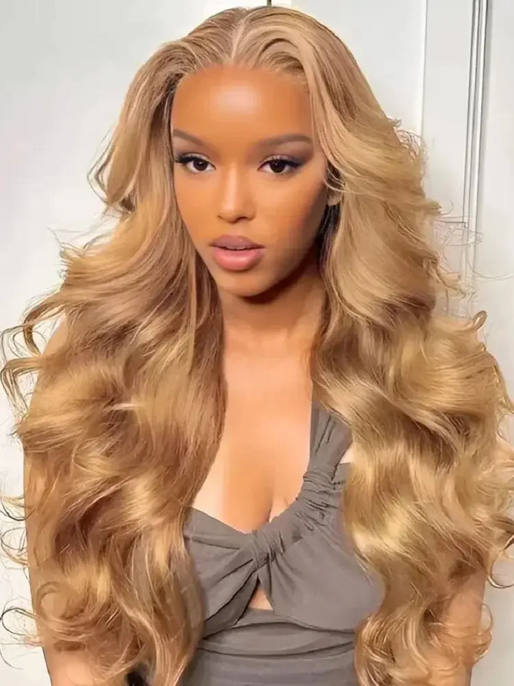 250 Density 27# Colored 30 34 Inch Body Wave 13x4 Lace Frontal Wigs For Women 13x6 Honey Blonde Lace Frontal Wig Human Hair