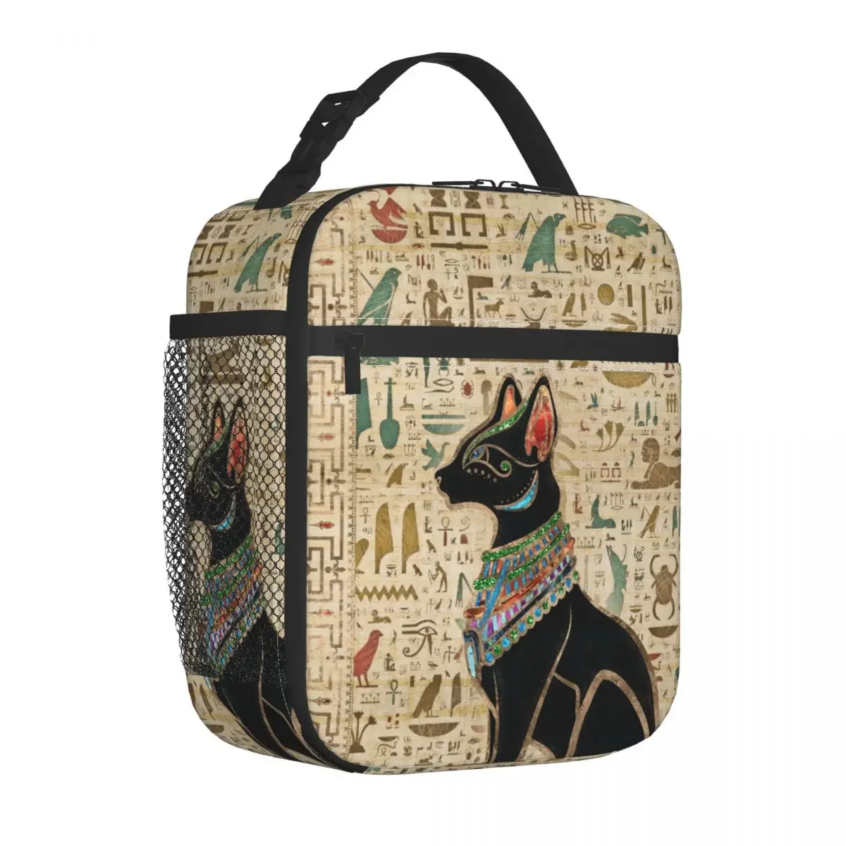 Egyptian Cat Bastet Thermal Insulated Lunch Bag Egypt Pharaoh Ethnic Portable Bento Box Cooler Thermal Lunch Box