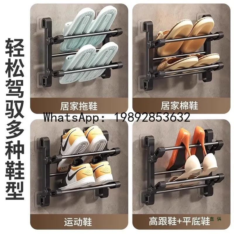 Zz door shoe rack foldablefor homesimple foldable wall-mounted storage wall-mounted bathroom slipper door shoe rack
