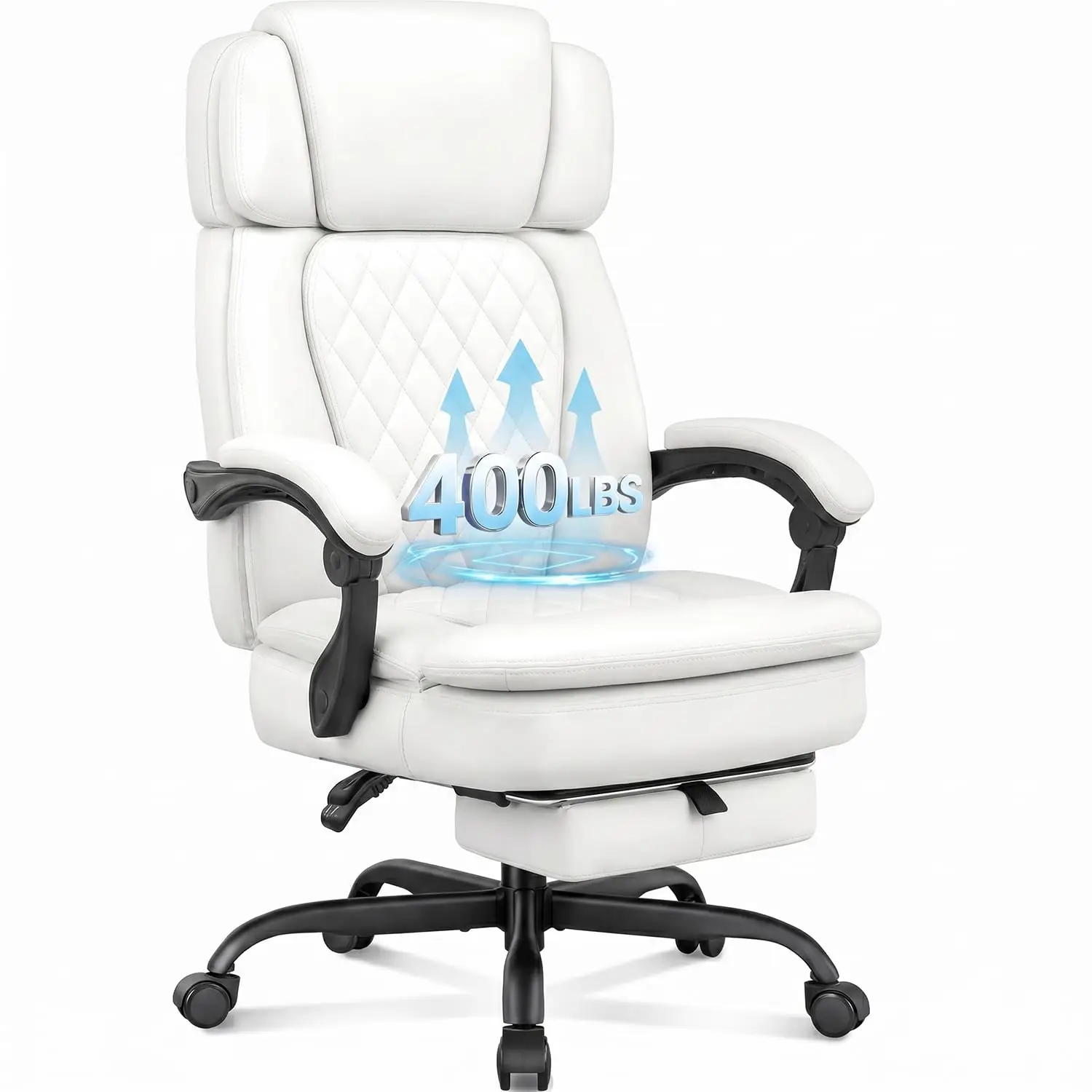 High Back Ergonomic Office Chair with Footrest Headrest Lumbar Support 400lb PU Leather Pocket Spring Seat, Customized