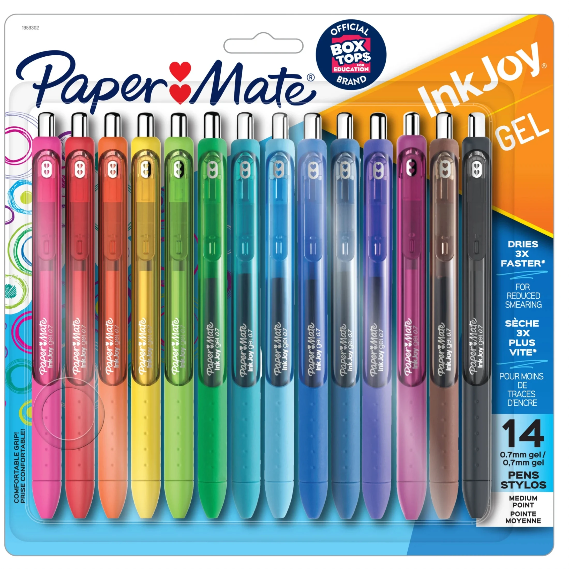 

Gel pens, medium tip (0.7 mm), assorted colors, 14 pieces， stationery ， office accessories ， kids school supplies