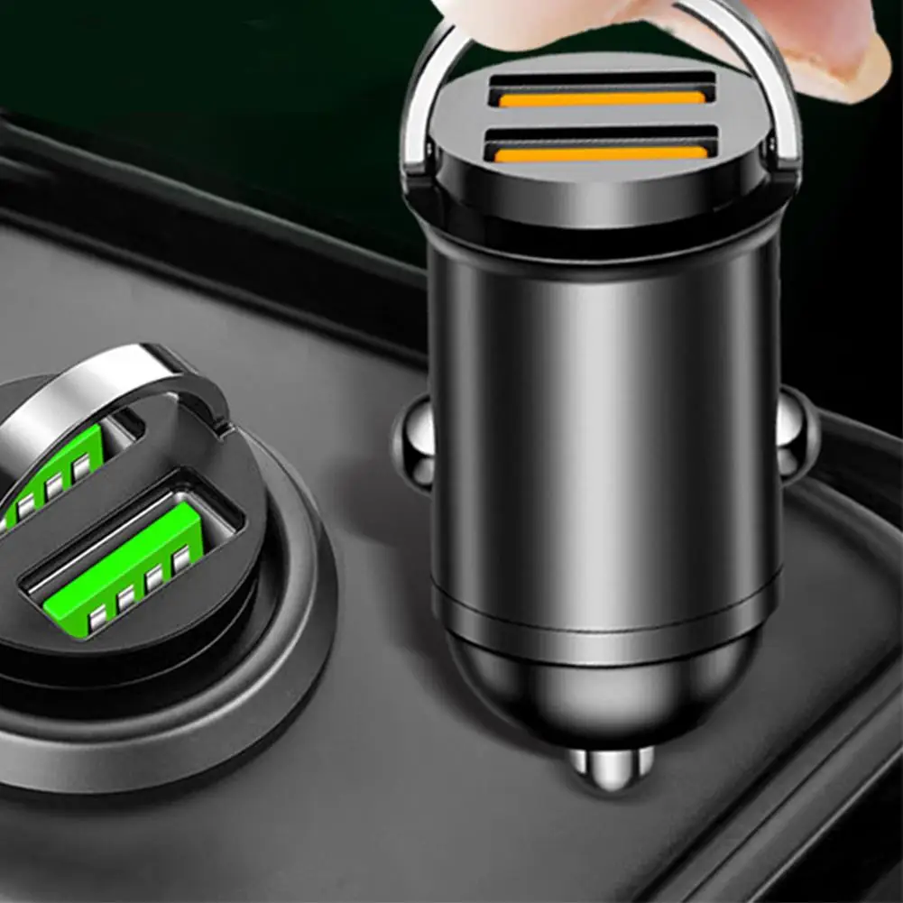 100W Mini Car Charger Lighter Fast Charging PD USB Type C Dual Ports Invisible Metal Charger For Car Interior Accessories