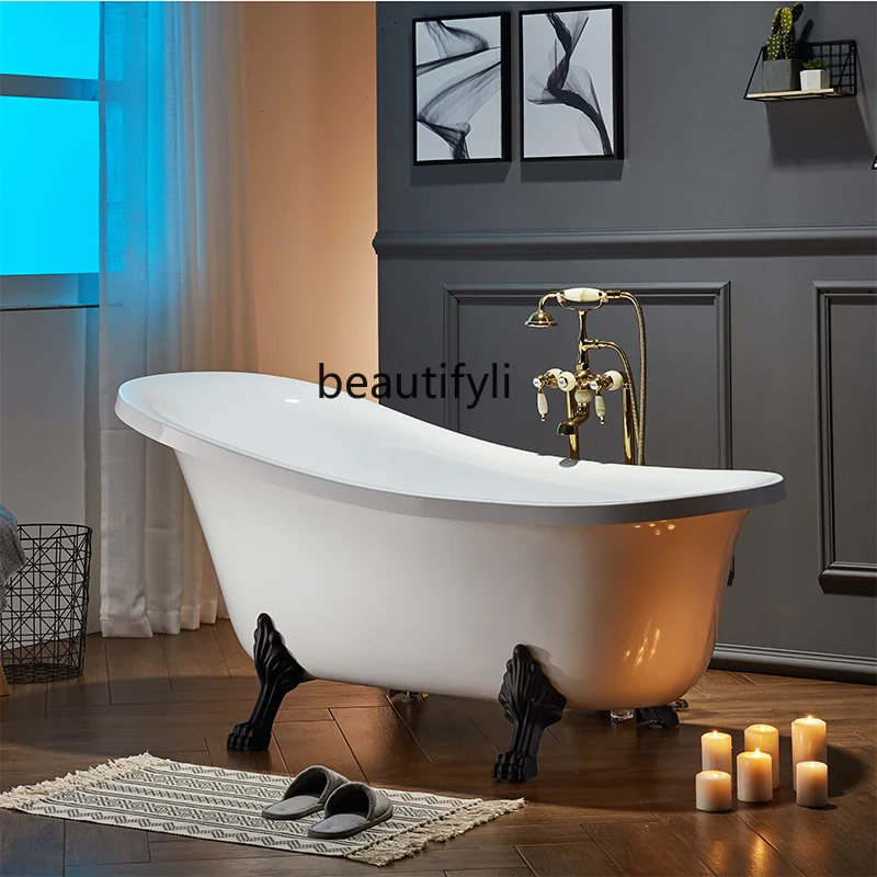 

Acrylic Bathtub with Footrest 1.2- 1.8m Hotel Homestay Household Bathtub