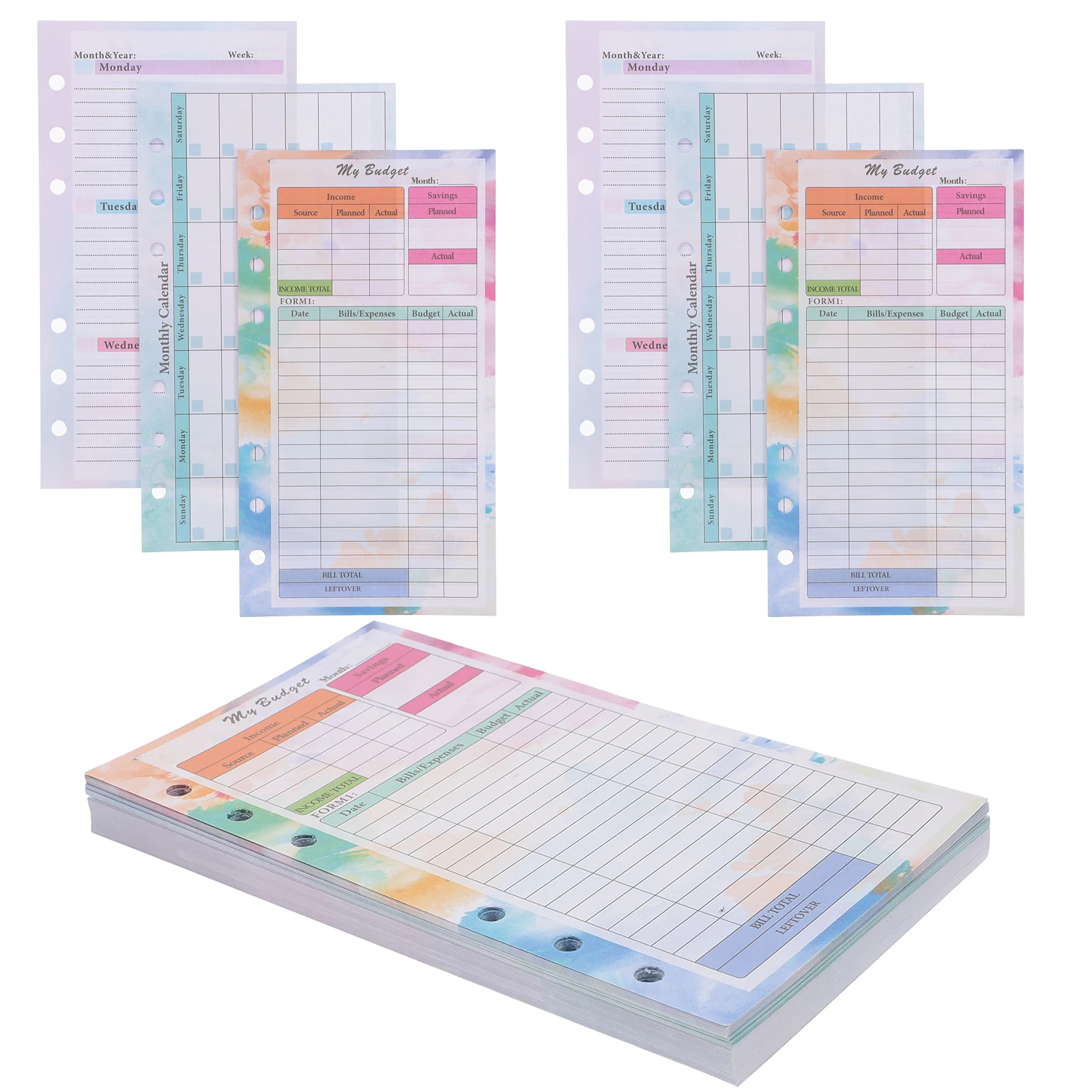 

Portable 100 Pages Budget Refills Money List Binder Decorative Papers DIY Bulk Expense Tracking Notebook Planning Sheets