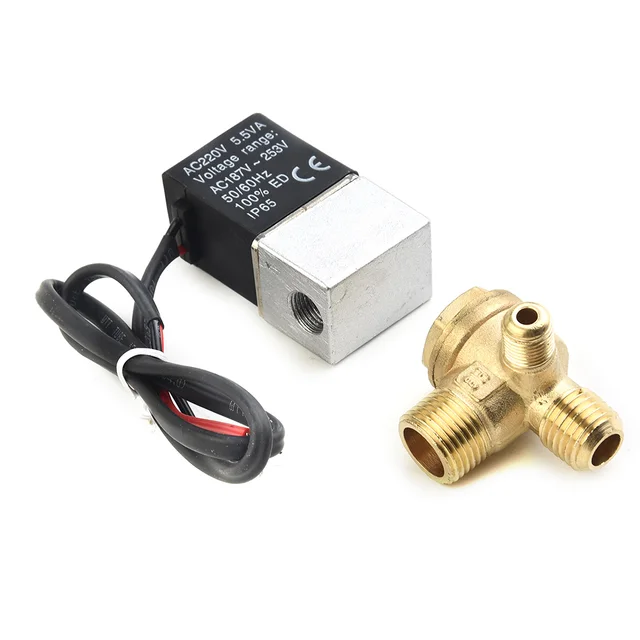 Électrovanne Zinc One-way Valve Solenoid Valve Check Valve Components Cut-off Fits Air Compressor Mute Oil-Replacement Pneumatique — détail 4