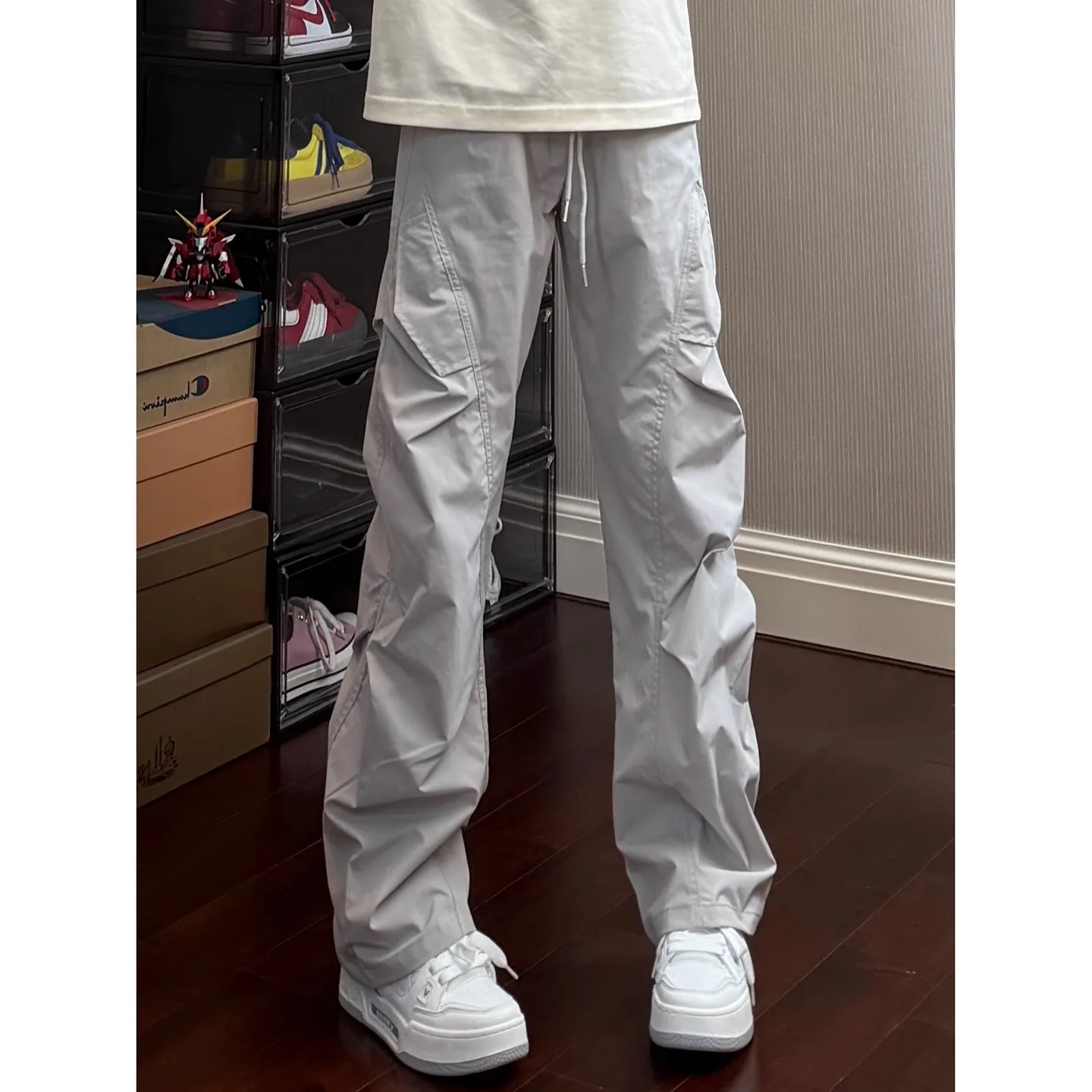 

Cleanfit Folded Ice Silk Straight Leg Thin Men's Summer Casual Pants American Sle Workwear Trousers Durable Loose Fit