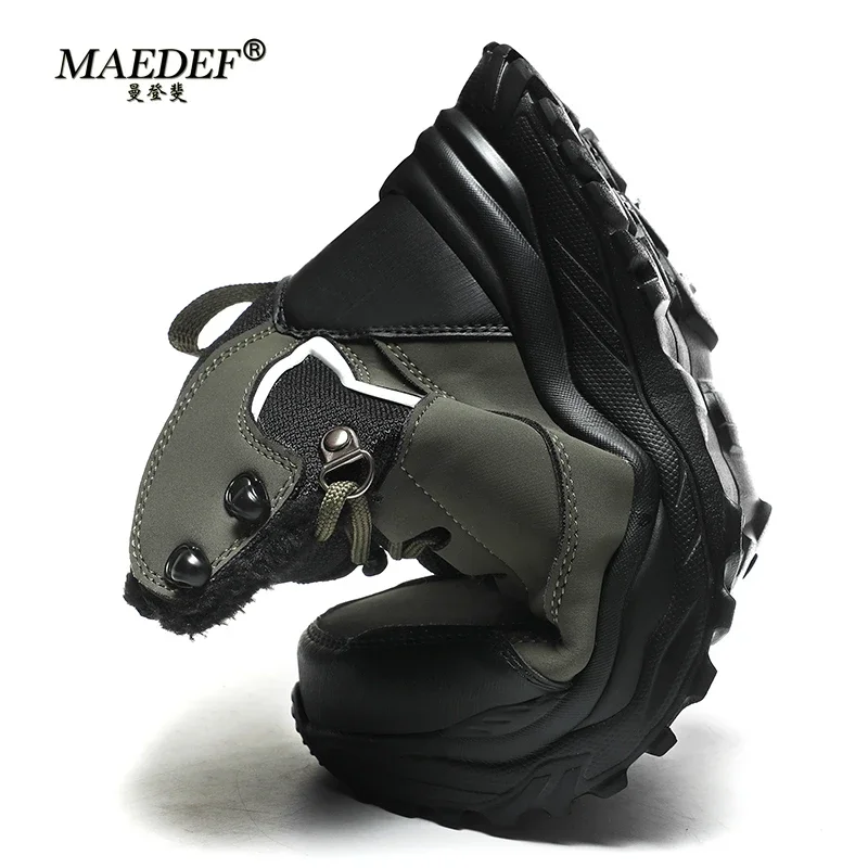 MAEDEF botas de nieve cálidas para hombre, zapatos informales con cordones, botas para hombre, zapatos cómodos de invierno, botines antideslizantes, zapatos de trabajo para senderismo para hombre