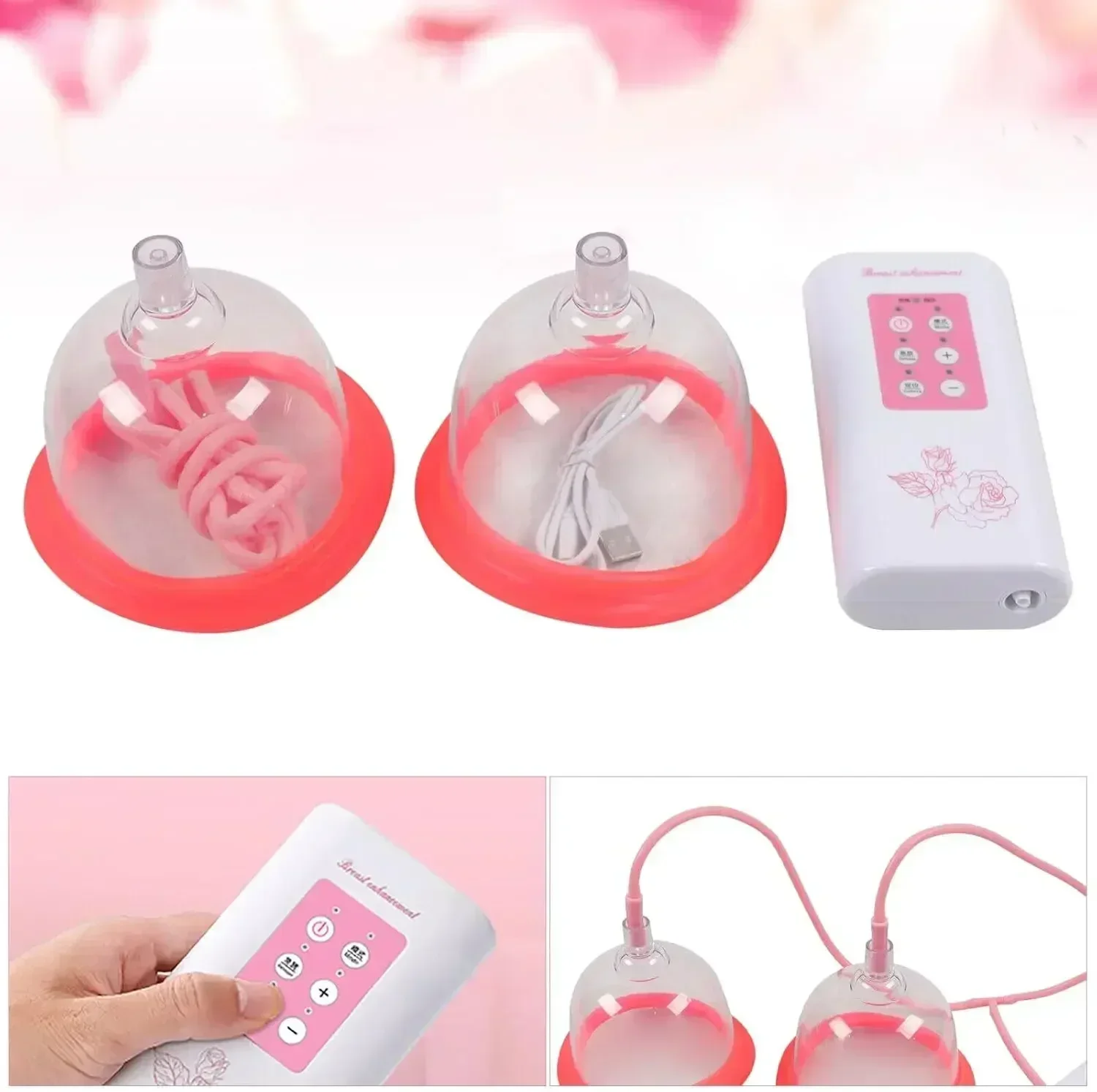 مضخة تفريغ الثدي النسائية القوية الكهربائية تكبير الثدي الحلمة مصاصة شكل الثدي مضخة التجميل تدريب نمو الثدي #5