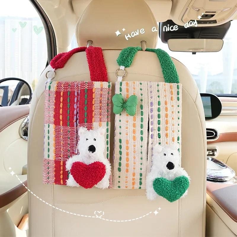 Car tissue bag cartoon cute puppy car seat back hanging carton