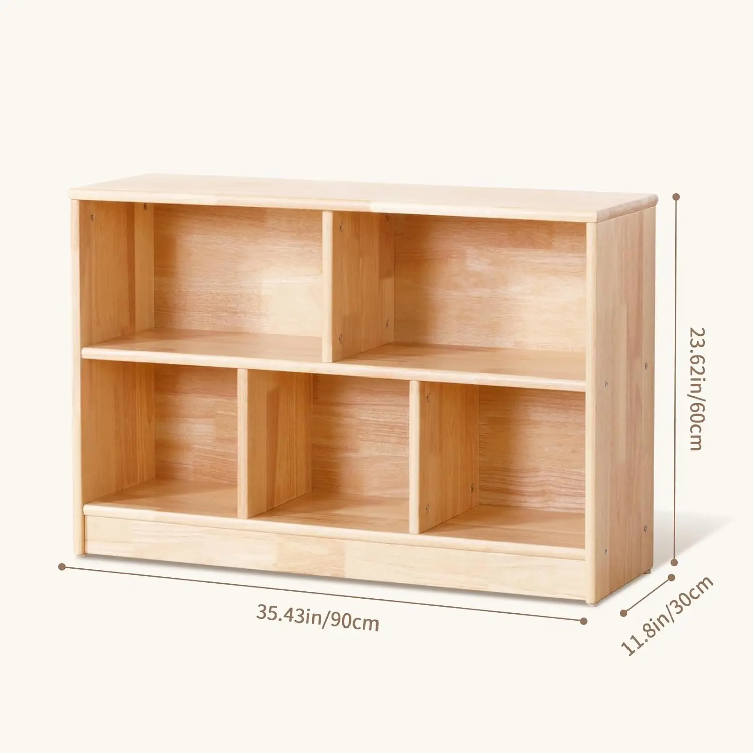 Wood 5-Compartment Montessori Shelf, 35.4