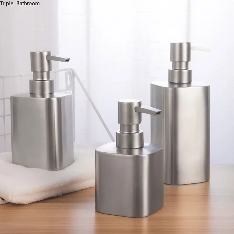 Nordic Soap Dispenser Stainless Steel Home Shampoo Shower Gel Bottles Wristband Dispenser Bathroom Accessories Liquid Container