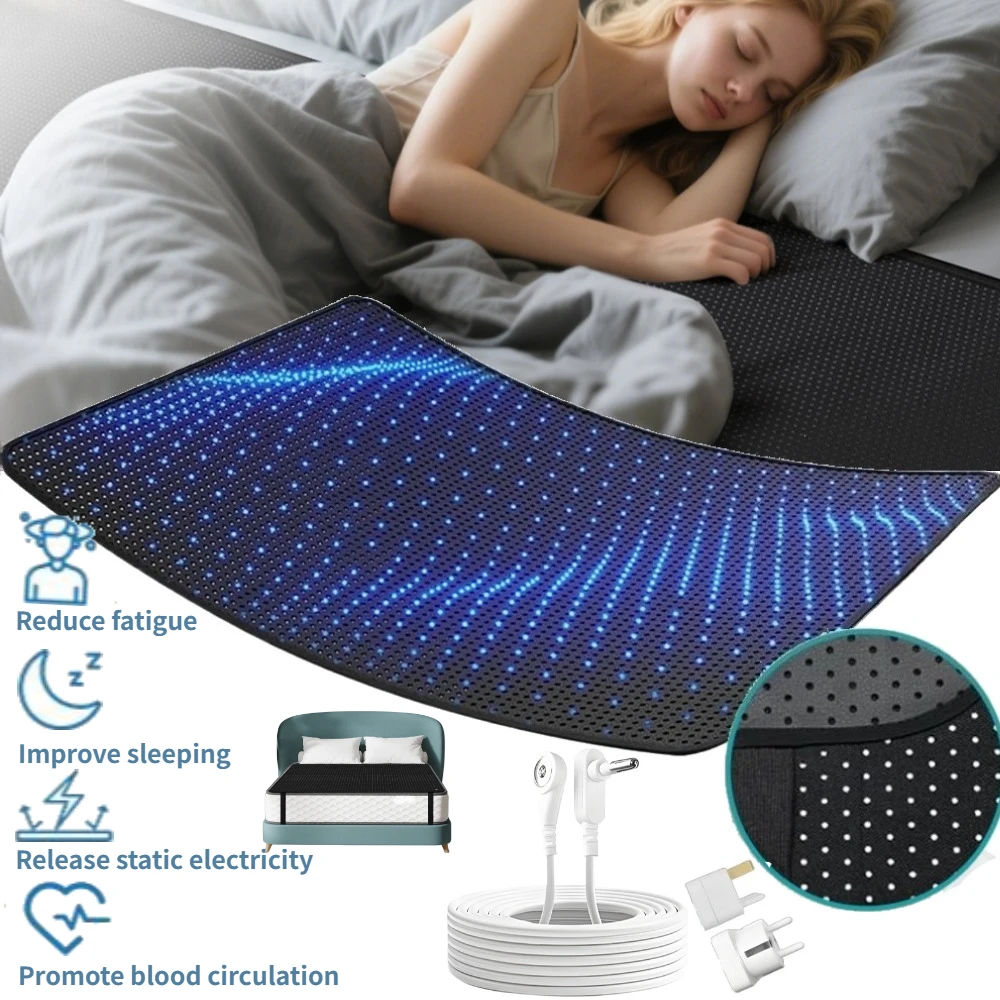 Grounding Mat for Bed Sleep Grounded Pad Anti-Slip PU Leather Grounded Mat with Grounding Cord Anti-Static Mat Ground Mattress