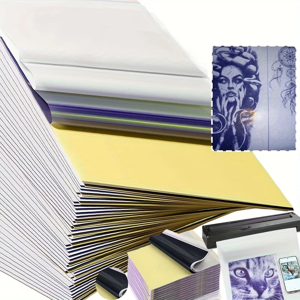 120pcs A4 Tattoo Transfer Paper, Professional Thermal Stencil Sheets for Tattoo Design, Printer & Practice Supplies
