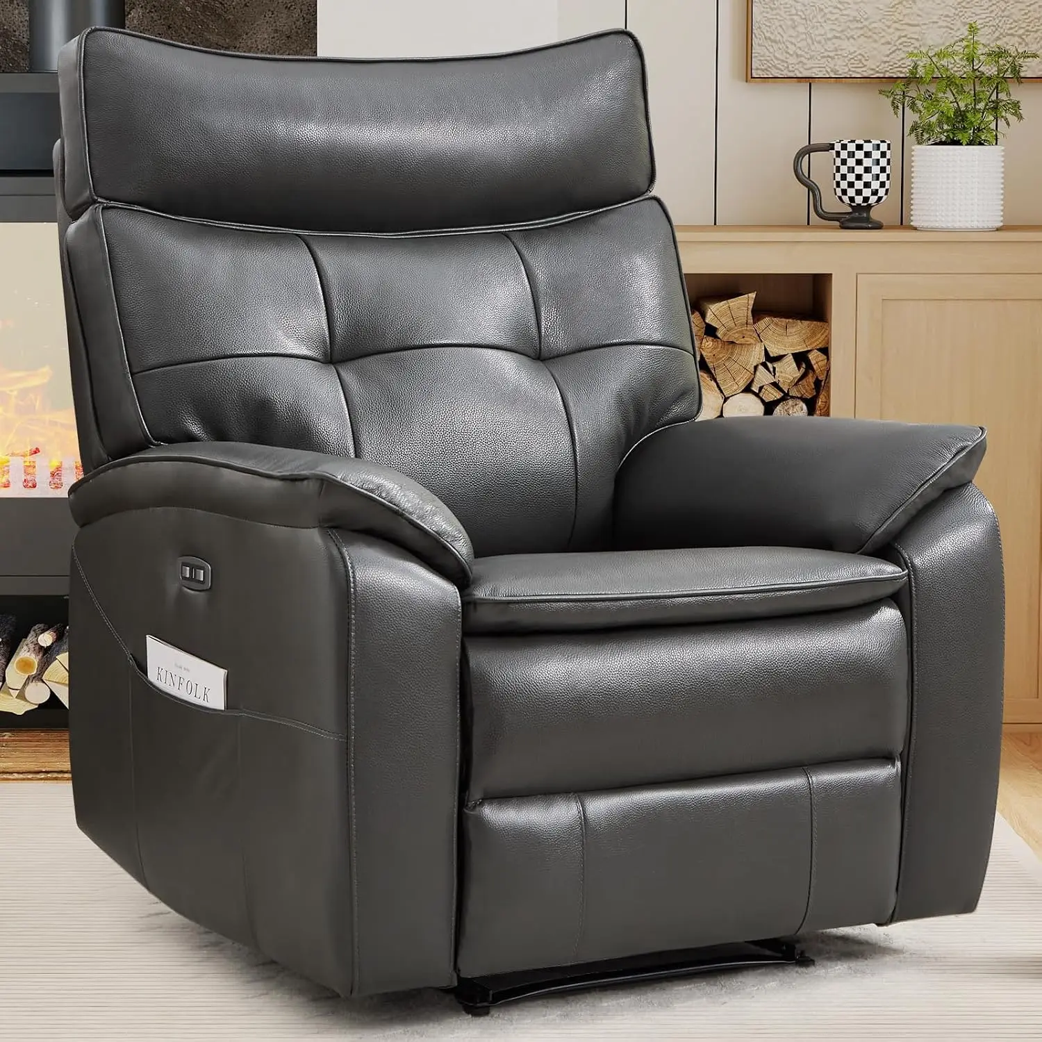 Genuine Leather Recliner Chair,Power Recliner Chair for Adults,Electric Single Reclining Sofa with Overstuffed, Customized