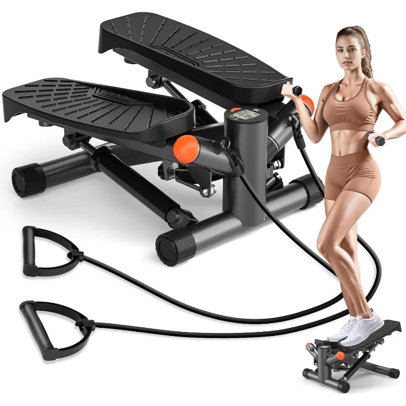 

Steppers for Exercise at Home,Adjustable Height Stepper with Resistance Bands,Stair Stepper with 350lbs Loading Capacity,Tw