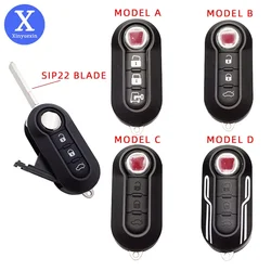 Xinyuexin Flip Folding Car Key Shell FOR FIAT 500 Panda Punto Bravo Ducato Stilo Remote Auto Key Case Fob SIP22 Blade 3 Buttons