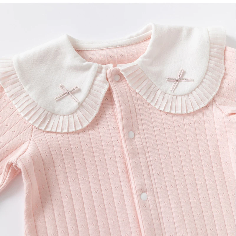 2025 New Autumn 0-24M Children Clothes Infant Baby Girls Jumpsuit Long Sleeved Cotton Splicing Toddler Baby Girls Romper