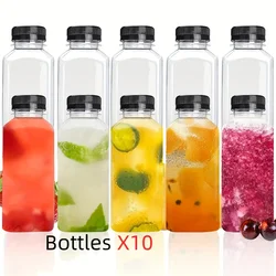 10pcs Leak-Proof Clear Plastic Juice Bottles-Perfect For Juicing, Smoothies, Milk  Homemade and Other Beverages Portable for Out