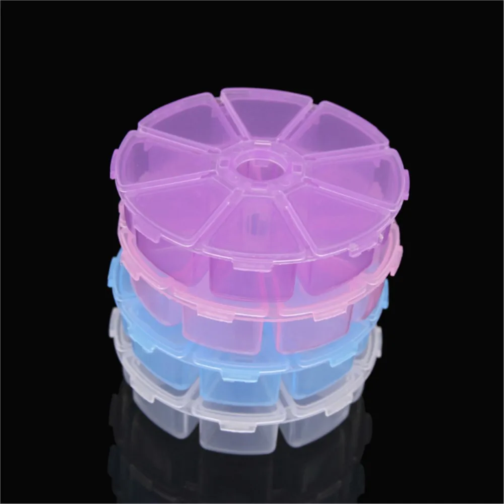 8 Grids Round Jewelry Organizer Box Clear Plastic Bead Containers for Gem Beads Crafts Jewelry Pill Storage Display Selling