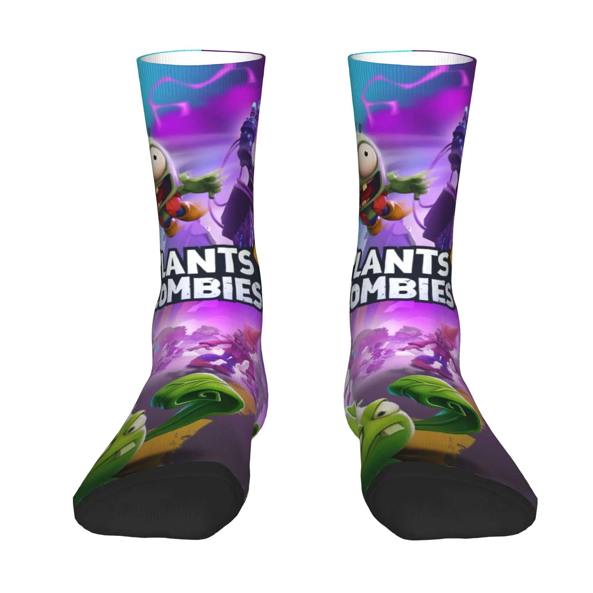 Kawaii Print P-Plants vs. Zombies Game Socks for Men Women Stretchy Summer Autumn Winter  Crew Socks