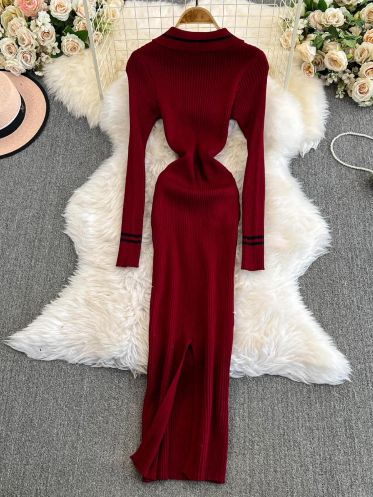 Slim Fit High Waist  Knot mid Length Skirt Dr Winter New Sle Butt Lifting Elastici Dr Korean Sle Commute