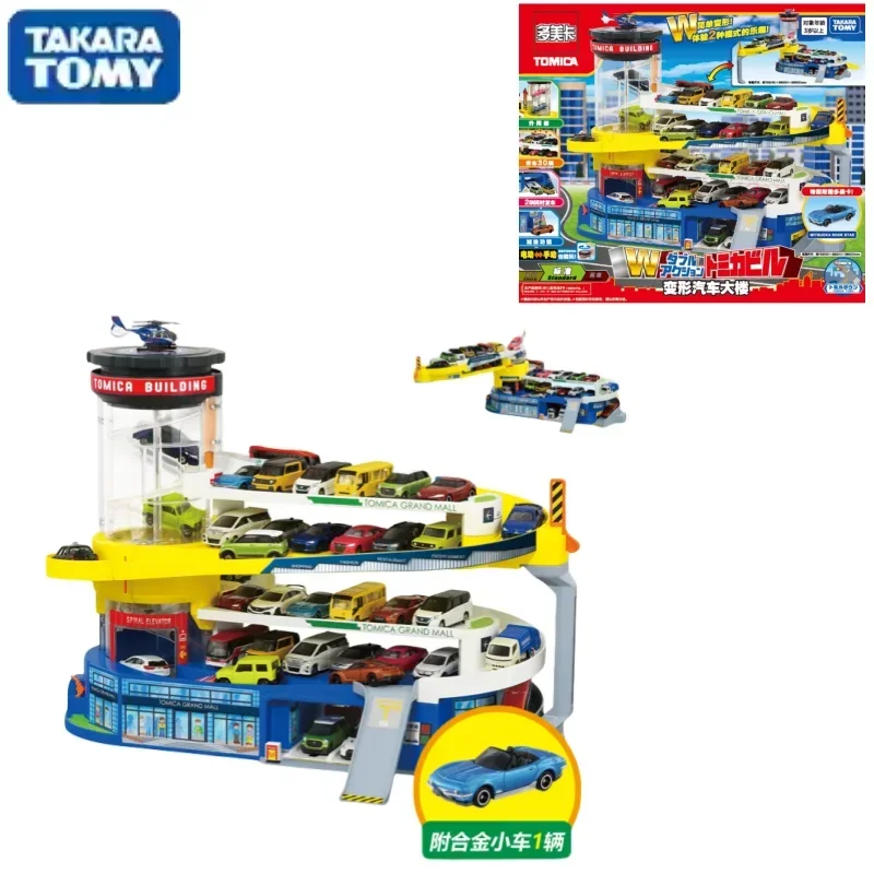 TAKARA TOMY-Track Set elétrico para meninos, carro transformador, construção e estacionamento, elenco, modelo de carro de simulação, brinquedos para meninos