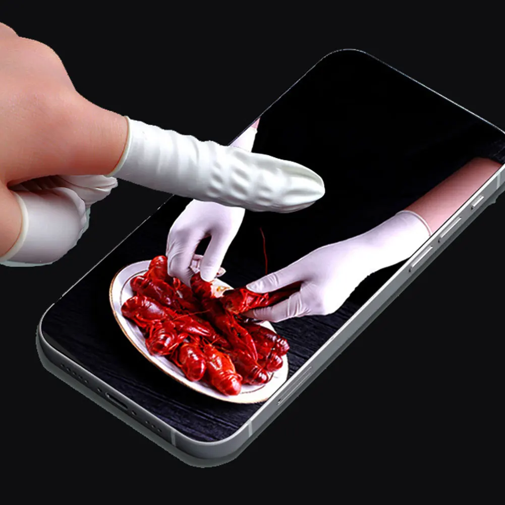 100Pcs Disposable Protective Fingertips Gloves Natural Rubber Non-slip Anti-static Latex Finger Cots Fingertips Tool