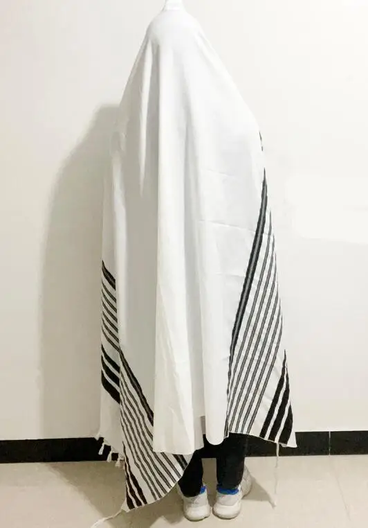 

Israel Men Tallit Prayer Shawl Judaism Jewish Polyester 140*190cm Stripe Black